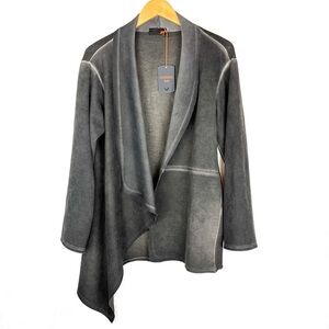 New Marisima Made in Italy Gray Asymmetrical Open Front Lagenlook Jacket large
